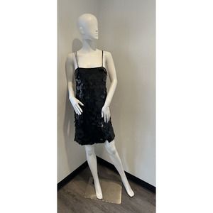 Poleci Black Sequin Mini Dress Multi-Strap Womens Sleeveless Size 4
